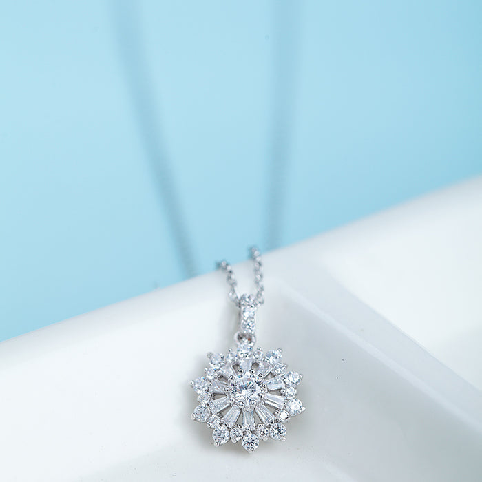 Floral Crystal Tiffany Style Pendant Necklace - The Wedding Garter