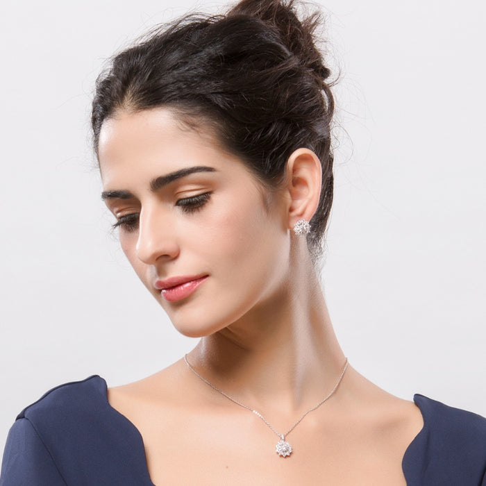 Floral Crystal Tiffany Style Pendant Necklace - The Wedding Garter