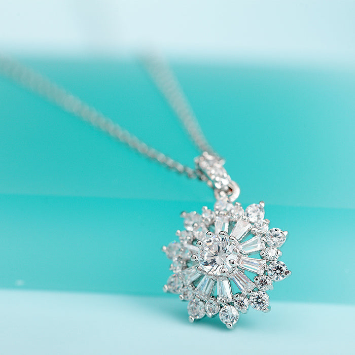 Floral Crystal Tiffany Style Pendant Necklace - The Wedding Garter