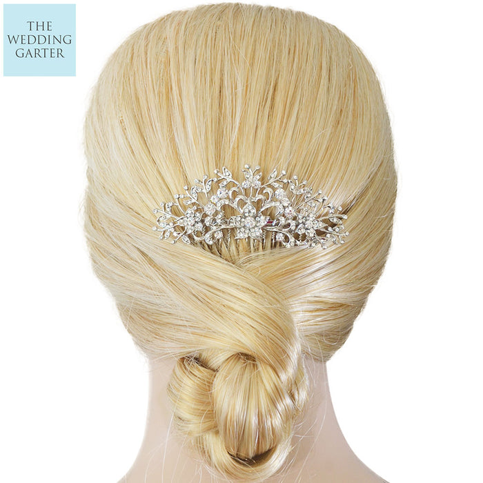 silver wedding hair comb