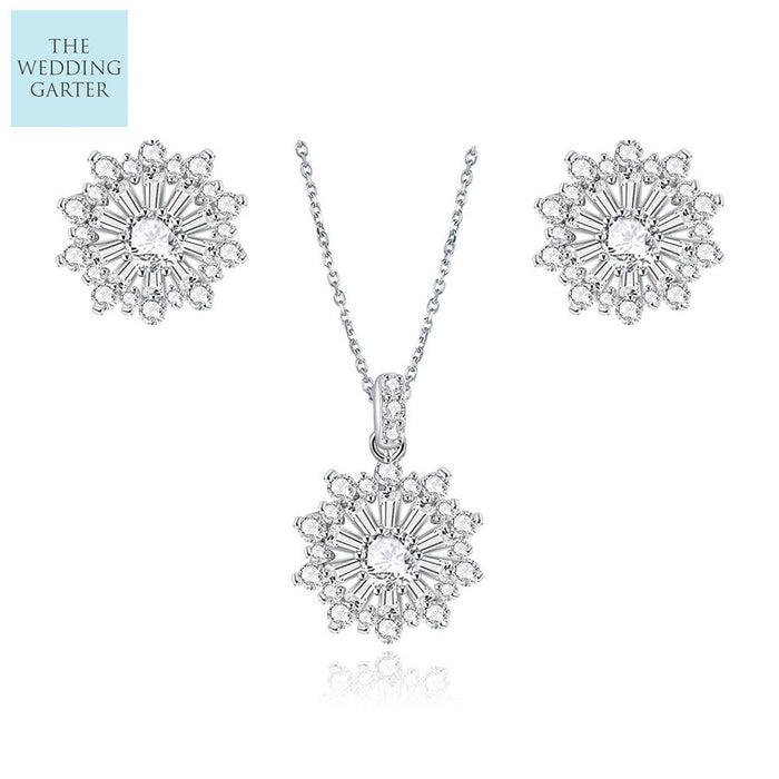 Floral Tiffany Style Bridal Jewellery Set - The Wedding Garter
