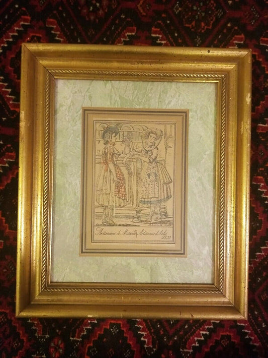 Framed Engraving by J.G. de Sainte Sauveur and Labrousse Artisanne de Marseille