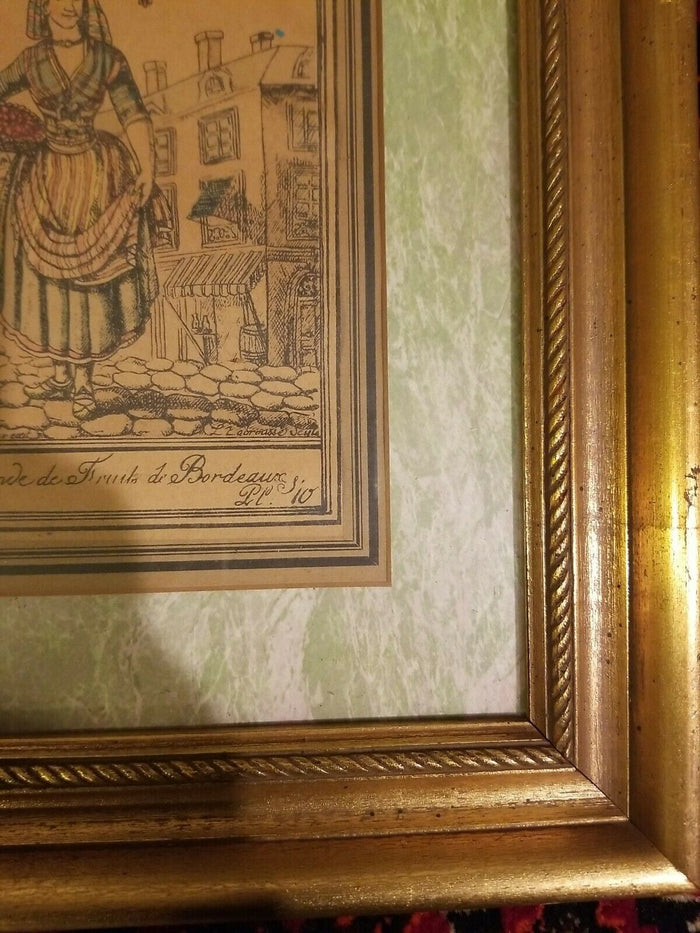 Framed Engraving by J.G. de Sainte Sauveur and Labrousse "Marchande de Fruit"