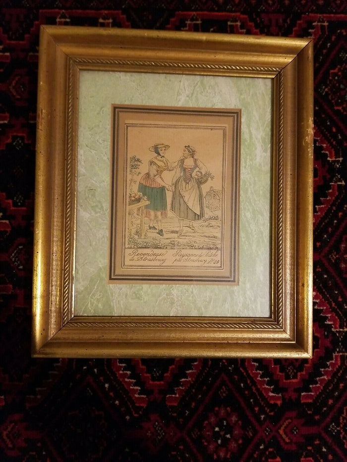 Framed Engraving by J.G. de Sainte Sauveur and Labrousse "Paysanne de Bitche"