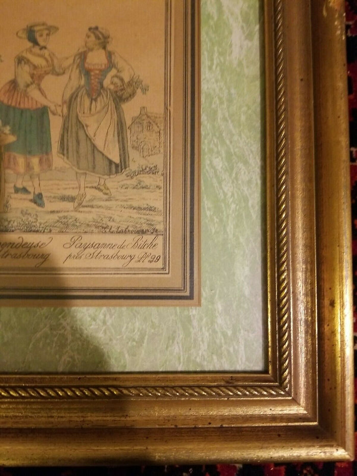 Framed Engraving by J.G. de Sainte Sauveur and Labrousse "Paysanne de Bitche"