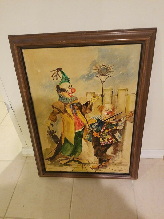Framed Painting of Clowns - Diamonds Sapphires Rubies Emeralds