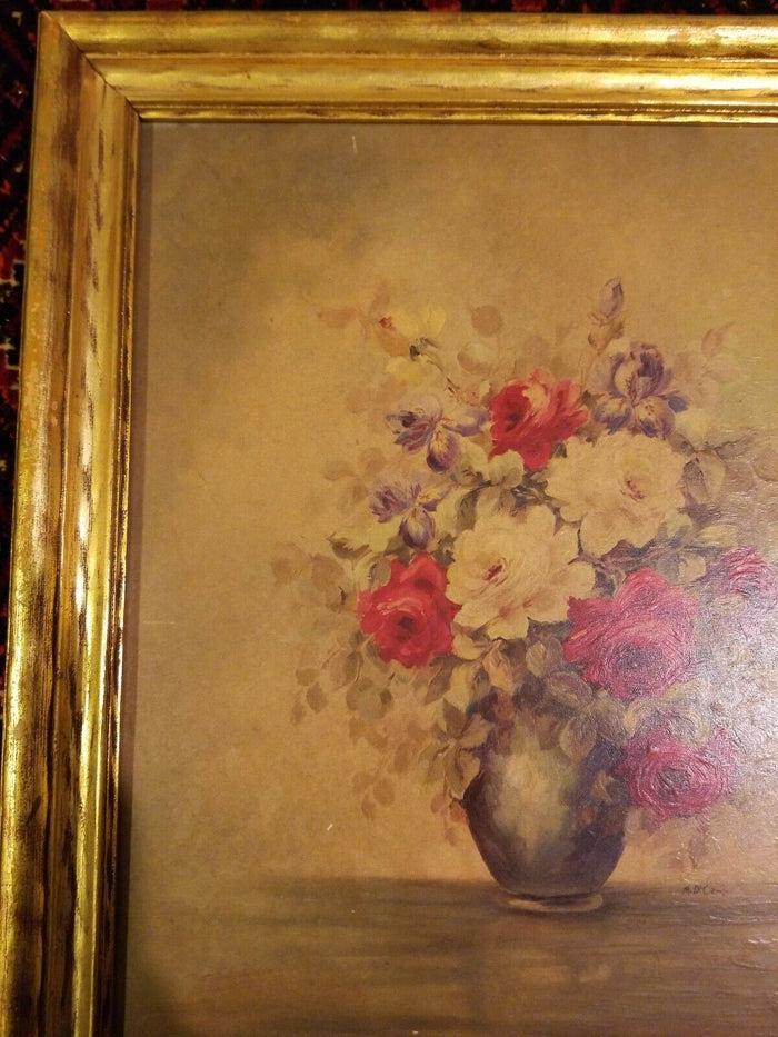 Framed Signed Painting of Flowers