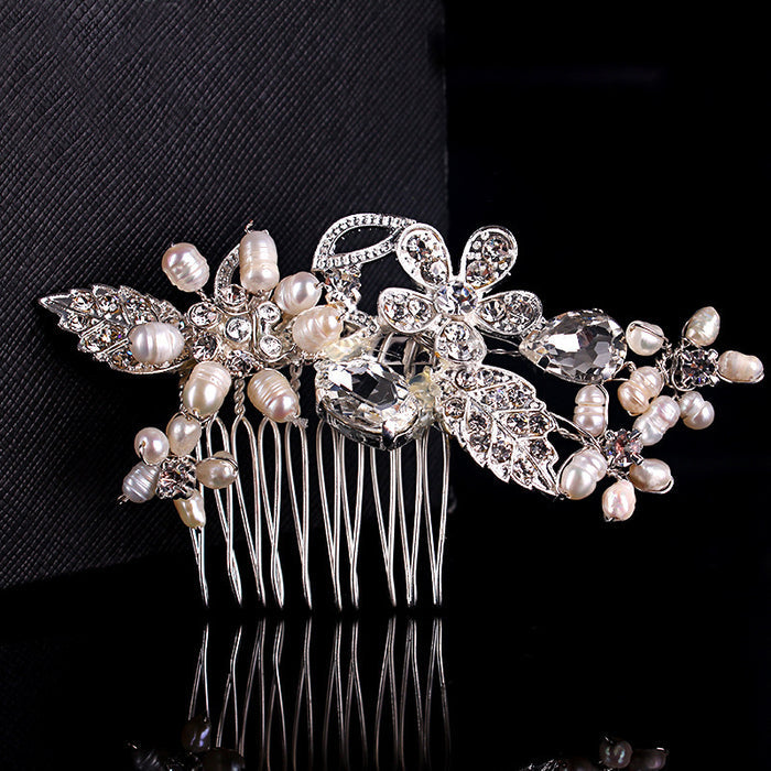 Freshwater Pearl & Rhinestone Wedding Headpiece - The Wedding Garter