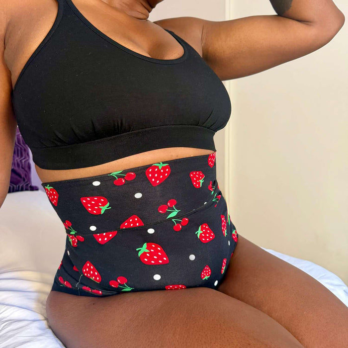 Fruity Super High Waist Knickers - Black