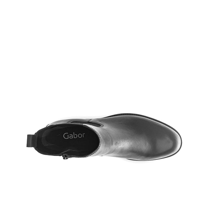 Black Chelsea ankle boot with elastic gore and Gabor logo on lining