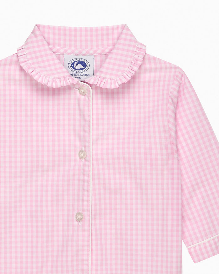 Original Pyjama Company All-in-One Gingham Frill Collar All-In-One