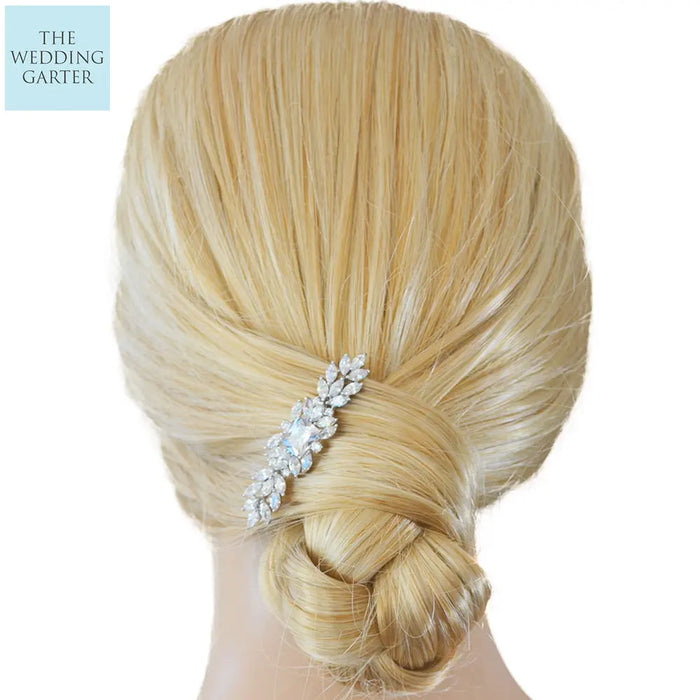 Glamorous Cubic Zirconia Diamond Bridal Hair Clip - The Wedding Garter
