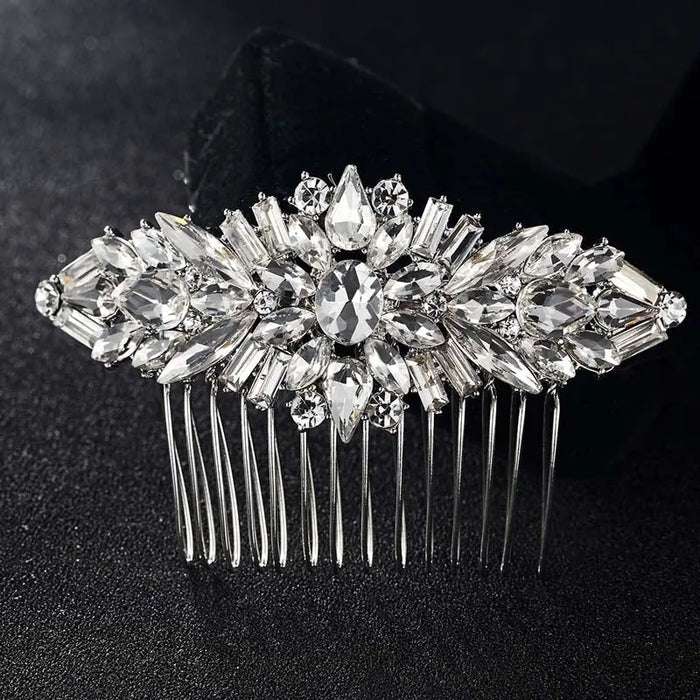 Glamorous Silver Crystal Vintage Bridal Hair Comb - The Wedding Garter