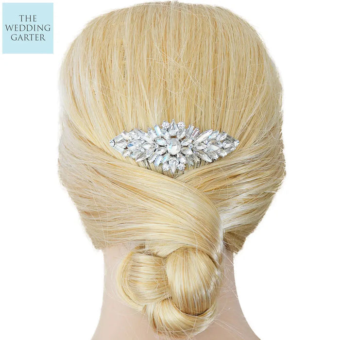 Glamorous Silver Crystal Vintage Bridal Hair Comb - The Wedding Garter