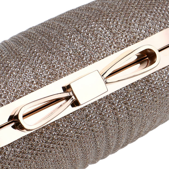 Gold Shimmer Fabric Evening Clutch - The Wedding Garter