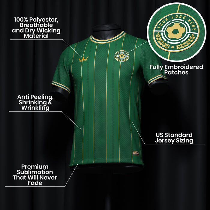 Green-Gold Custom Soccer Jersey Customized Details
