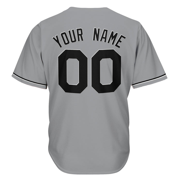 Grey-Black Custom Baseball Jersey Black