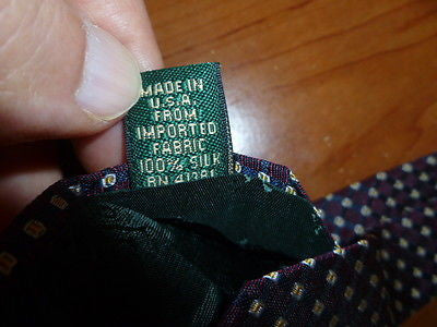 Hand Finished 100% Woven Silk Lauren by Ralph Lauren Cherry and Black Tie - Diamonds Sapphires Rubies Emeralds