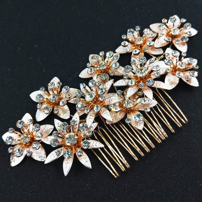 Handpainted Blush & Gold Wedding Hair Flowers - The Wedding Garter