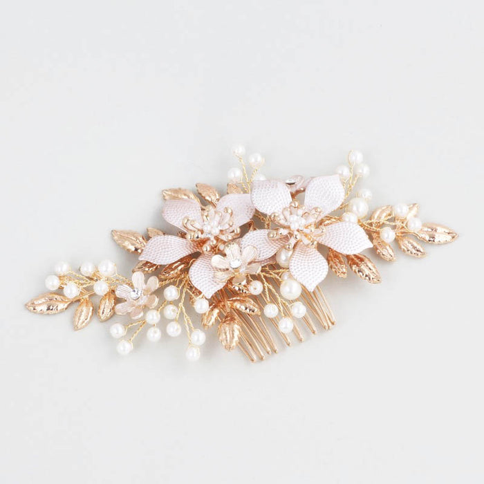 Handpainted Gold & Blush Pink Bridal Headpiece - The Wedding Garter