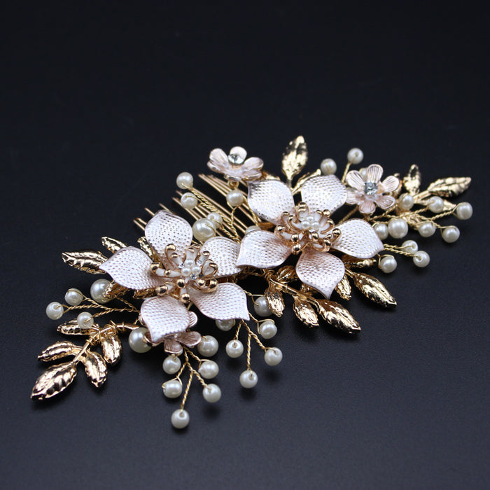 Handpainted Gold & Blush Pink Bridal Headpiece - The Wedding Garter