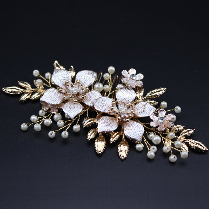 Handpainted Gold & Blush Pink Bridal Headpiece - The Wedding Garter