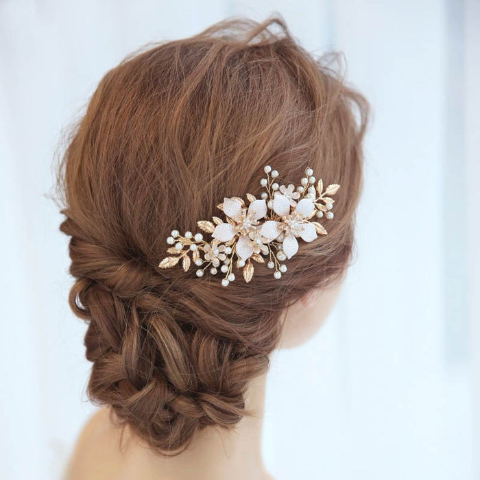 Handpainted Gold & Blush Pink Bridal Headpiece - The Wedding Garter