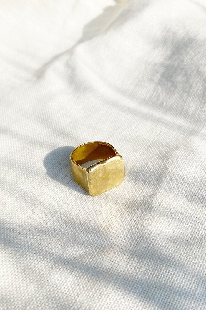HAWKLY Bague Square Signet - Bronze