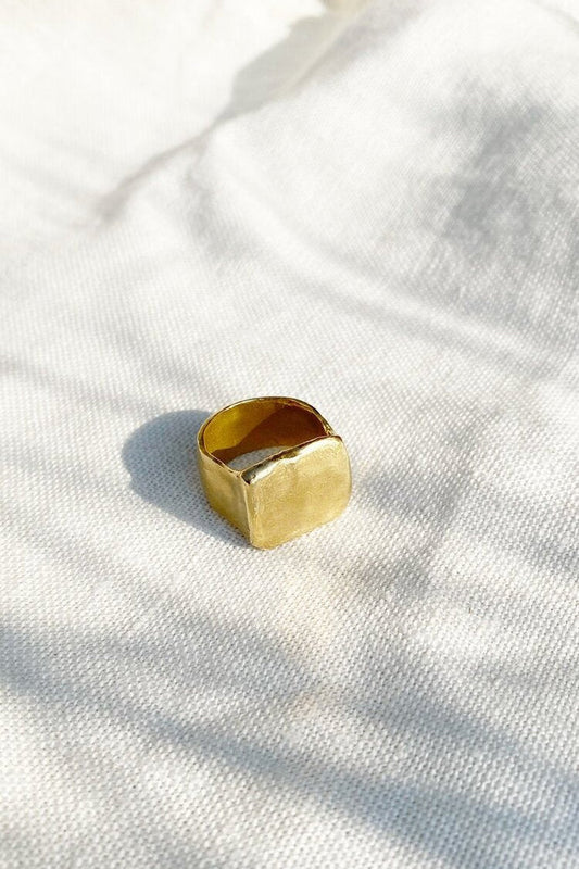 HAWKLY Bague Square Signet - Bronze