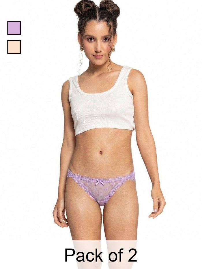 Heart Print Low-Rise Bikini Panty- Pack of 2