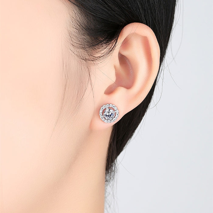 Hypoallergenic Sterling Silver CZ Diamond Round Stud Earrings - The Wedding Garter