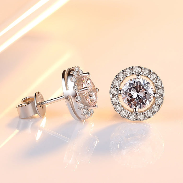 Hypoallergenic Sterling Silver CZ Diamond Round Stud Earrings - The Wedding Garter