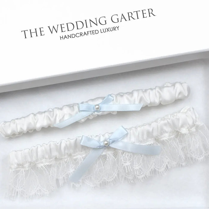 Isabella Chantilly Lace White Wedding Garter Set - The Wedding Garter