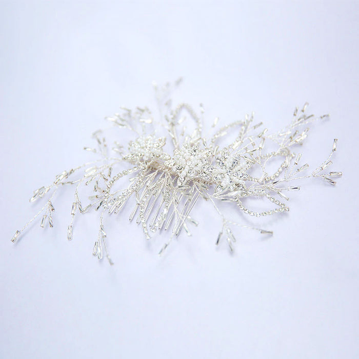 Ivory Floral Crystal Bridal Headpiece Comb - The Wedding Garter