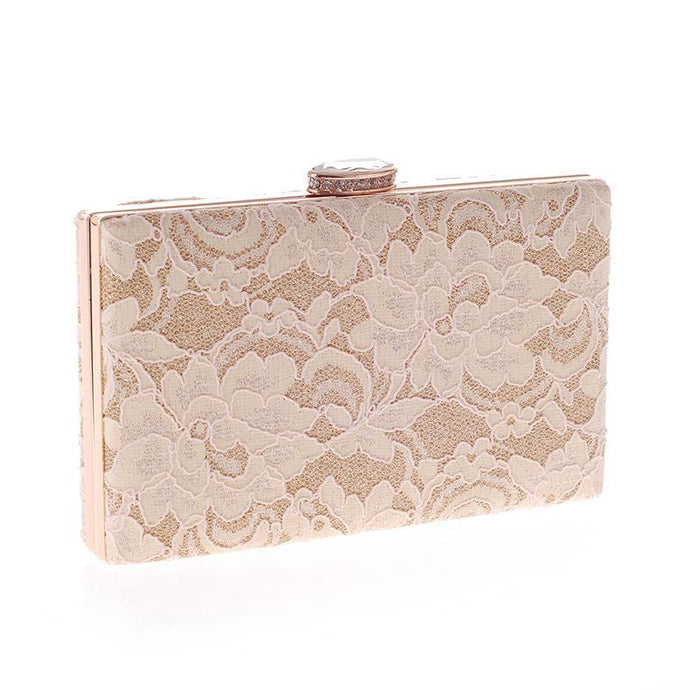 champagne lace clutch