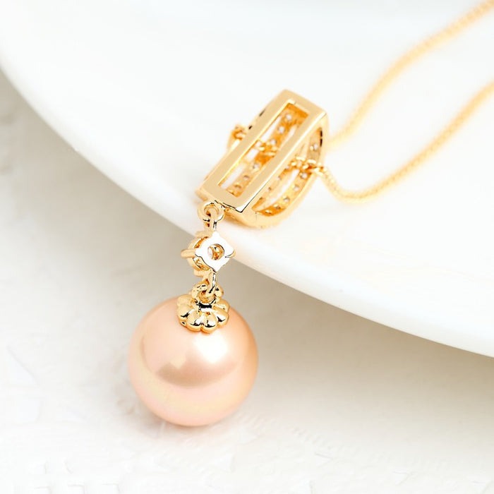 Ivory Pearl & Cubic Zirconia Pendant Necklace - The Wedding Garter