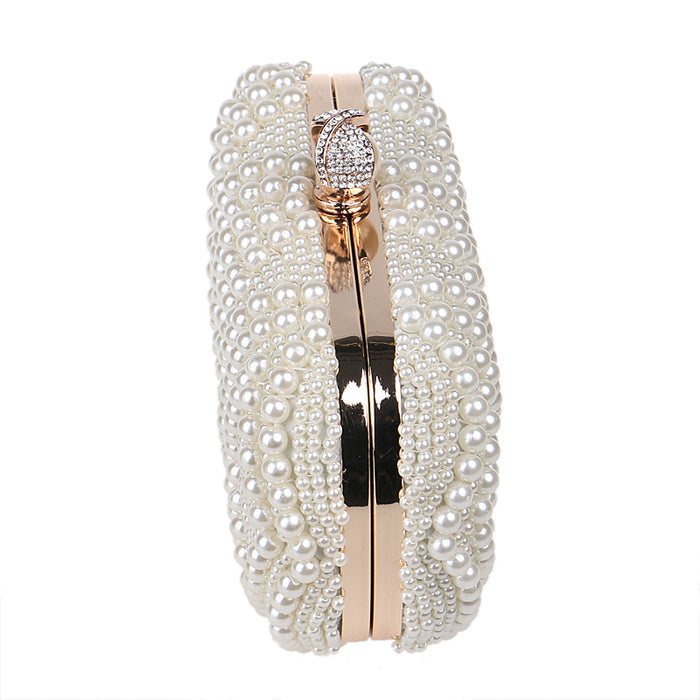 Ivory Pearl & Rhinestone Beaded Evening Purse - The Wedding Garter