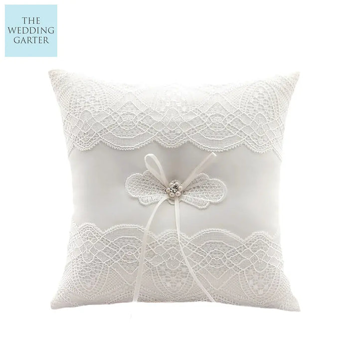 Ivory Satin Lace Ring Bearer Pillow Wedding Accessories - The Wedding Garter