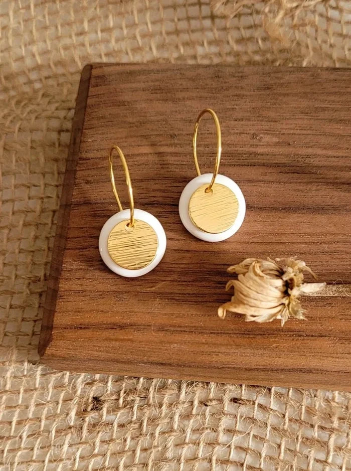 KAG Boucles d'Oreilles Céramique Double Rond