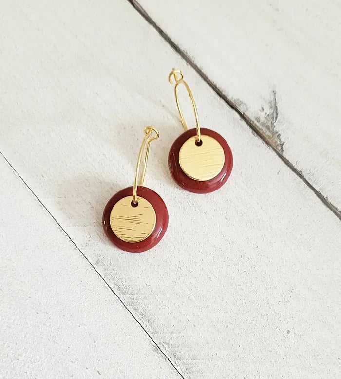 KAG Boucles d'Oreilles Céramique Double Rond