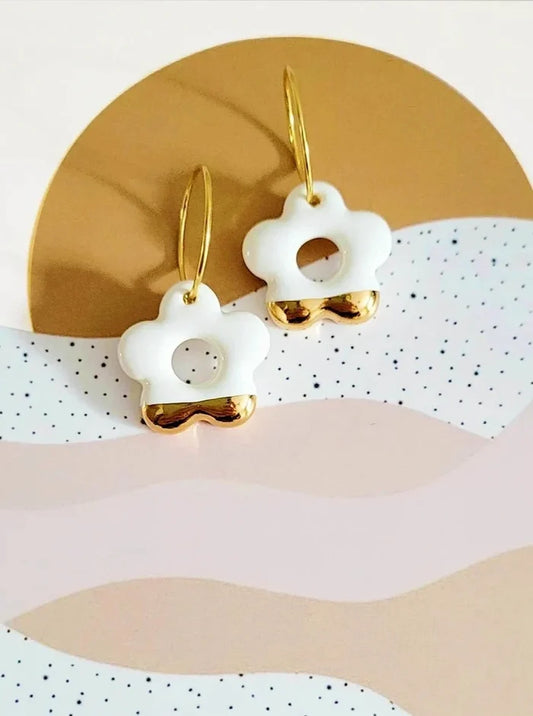 KAG Boucles d'Oreilles Céramique Fleur