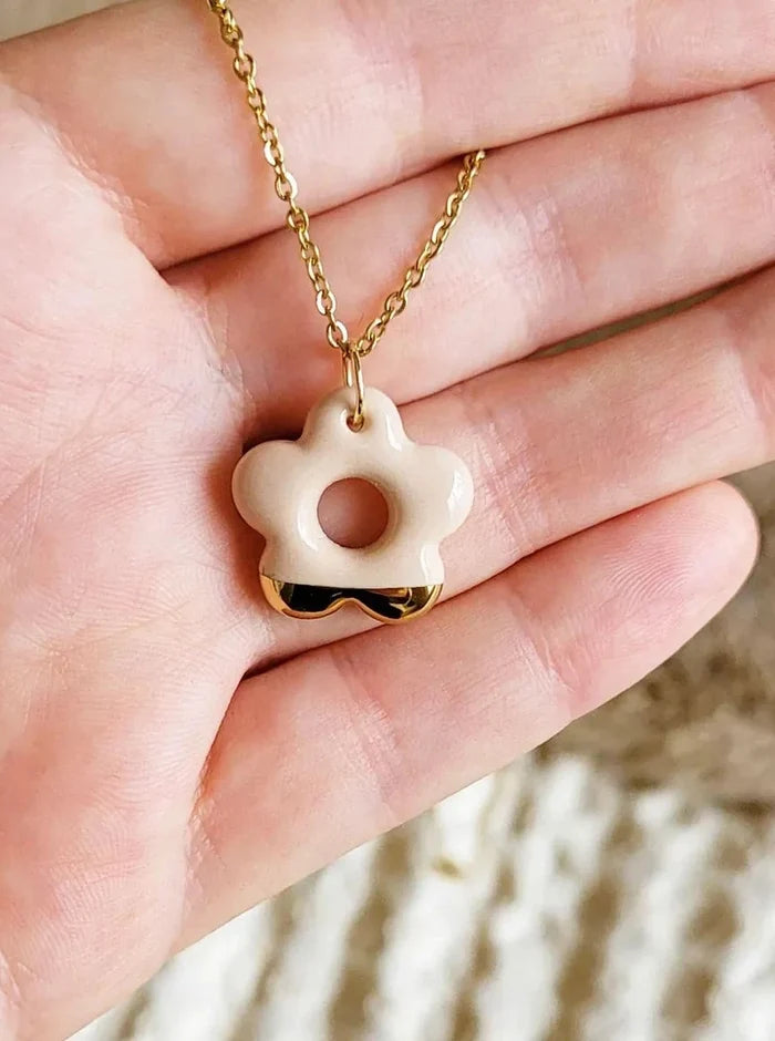 KAG Boucles d'Oreilles Céramique Fleur
