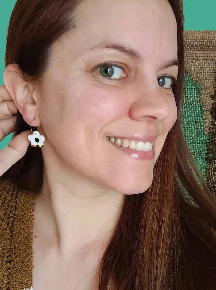 KAG Boucles d'Oreilles Céramique Fleur