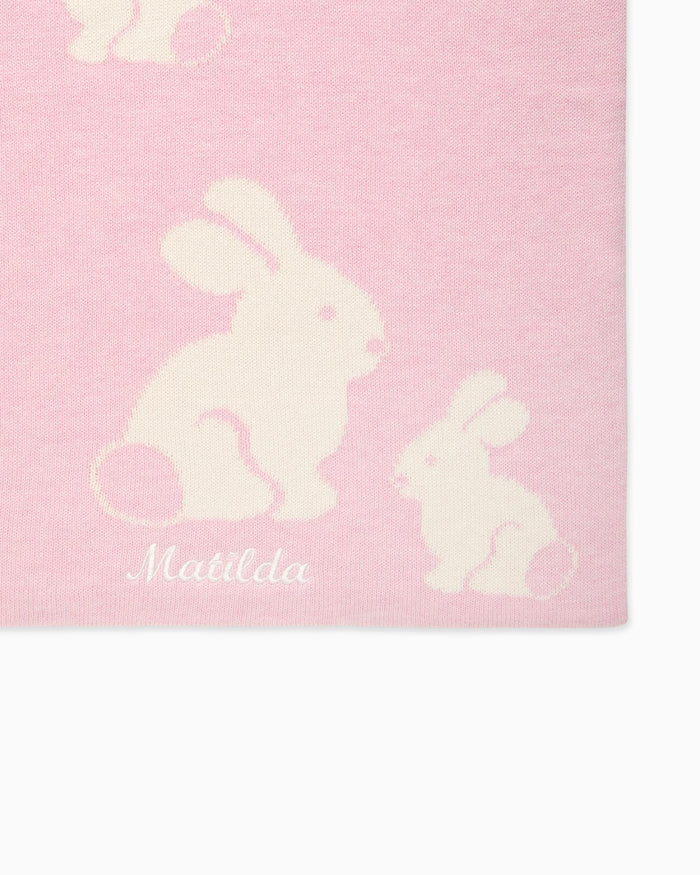 Lapinou Blanket Knitted Bunny Blanket in Pale Pink
