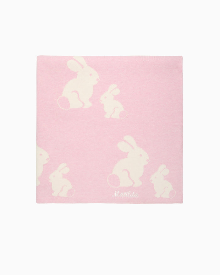 Lapinou Blanket Knitted Bunny Blanket in Pale Pink