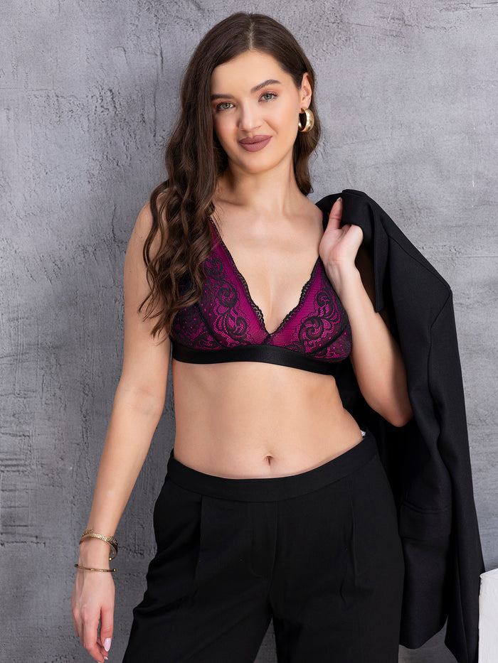 Lace Floral Bralette Non-Padded Non-Wired Bra