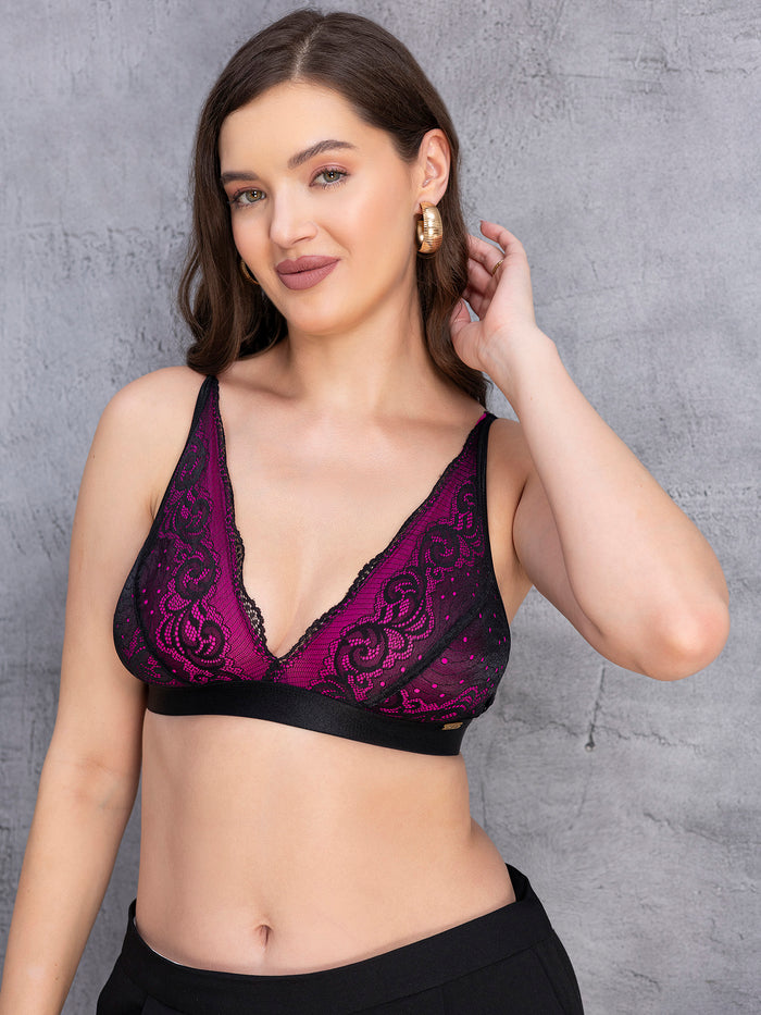 Lace Floral Bralette Non-Padded Non-Wired Bra
