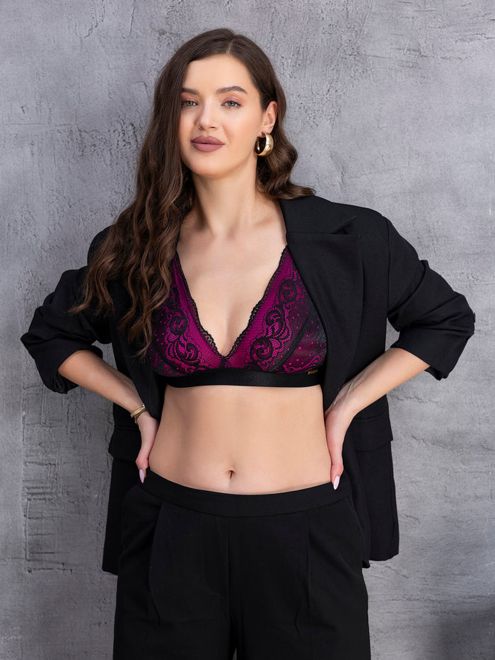 Lace Floral Bralette Non-Padded Non-Wired Bra
