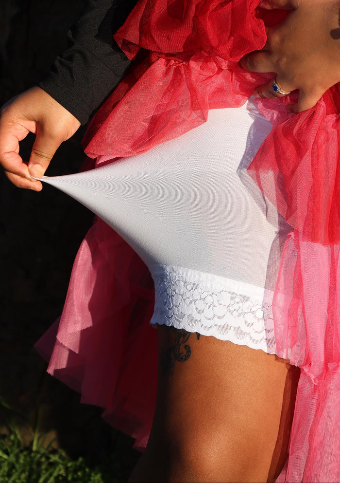 Lace Stay Cool Chub Rub Shorts - White