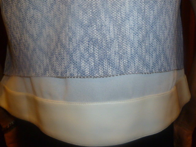 Lady's White with Blue Sachin & Babi Top Size 2 - Diamonds Sapphires Rubies Emeralds